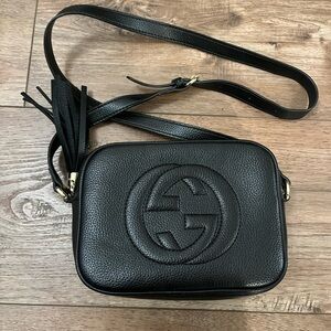 Faux Black Leather Crossbody Bag